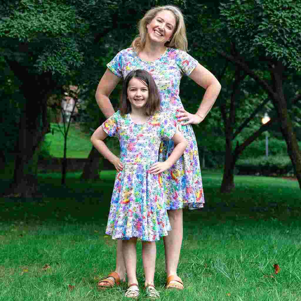 Rainbow Music Notes Super Twirler Dress with Pockets