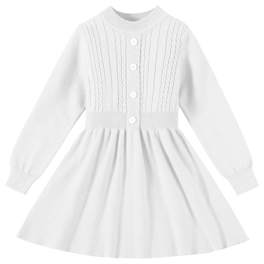 Dress Baby Girl Long Sleeve Dresses Christmas Knitted Button Front Girls Fall Winter