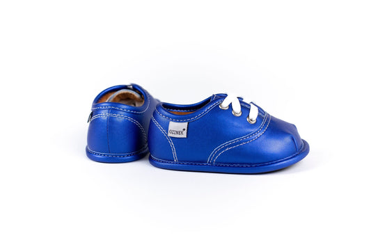 Blue Lace Up Shoe Top with Velvet Lining