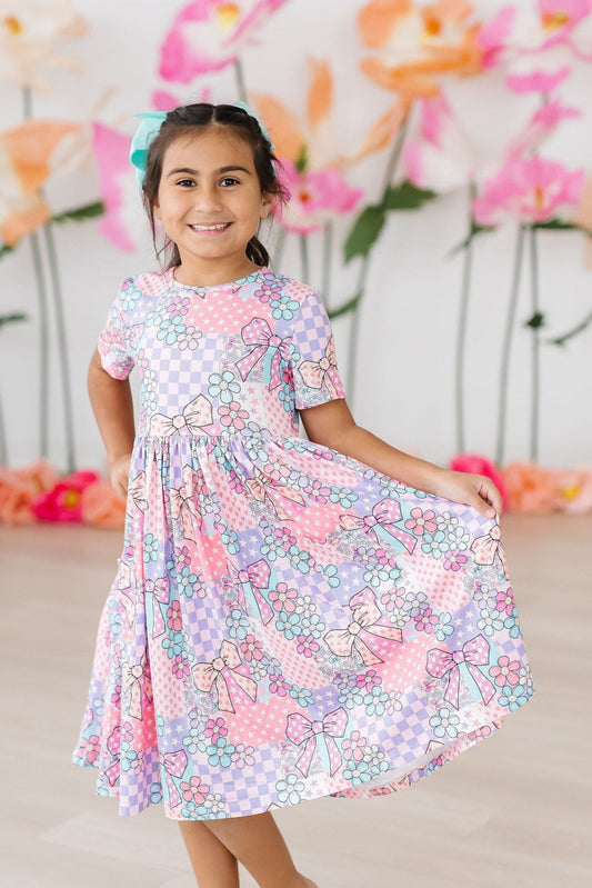 Jeisy Patchwork Princess S/S Pocket Twirl Dress