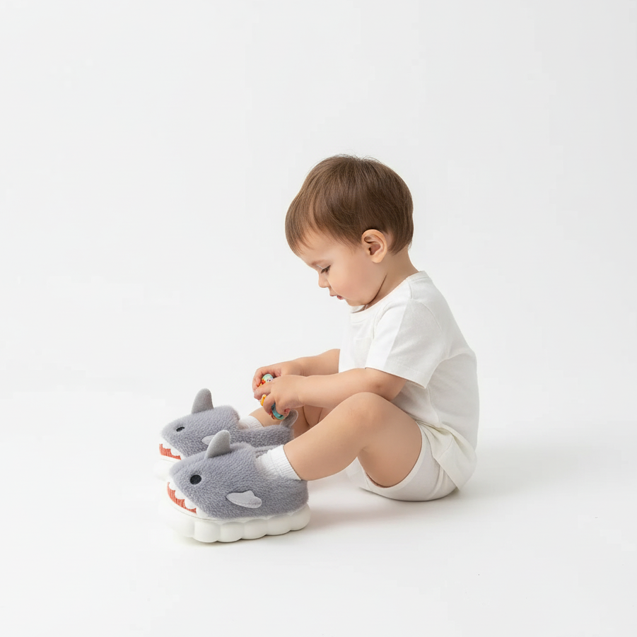Carolin Plush Shark Slippers Warm and Non-Slip Ages 3-14