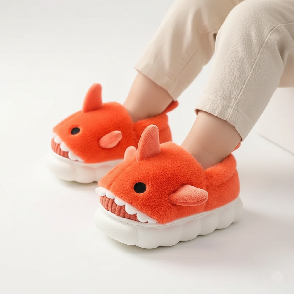 Carolin Plush Shark Slippers Warm and Non-Slip Ages 3-14