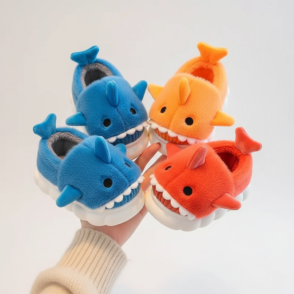 Carolin Plush Shark Slippers Warm and Non-Slip Ages 3-14