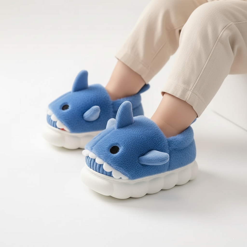 Carolin Plush Shark Slippers Warm and Non-Slip Ages 3-14