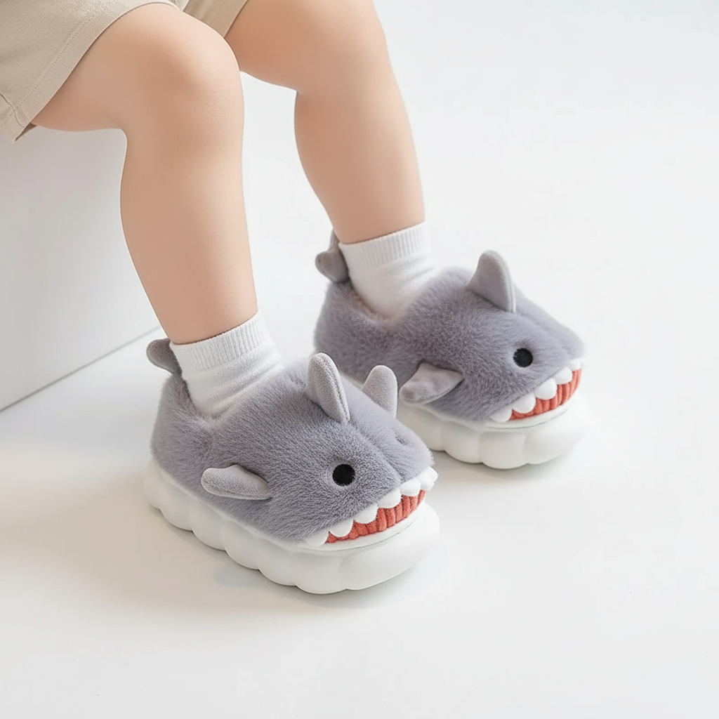 Carolin Plush Shark Slippers Warm and Non-Slip Ages 3-14