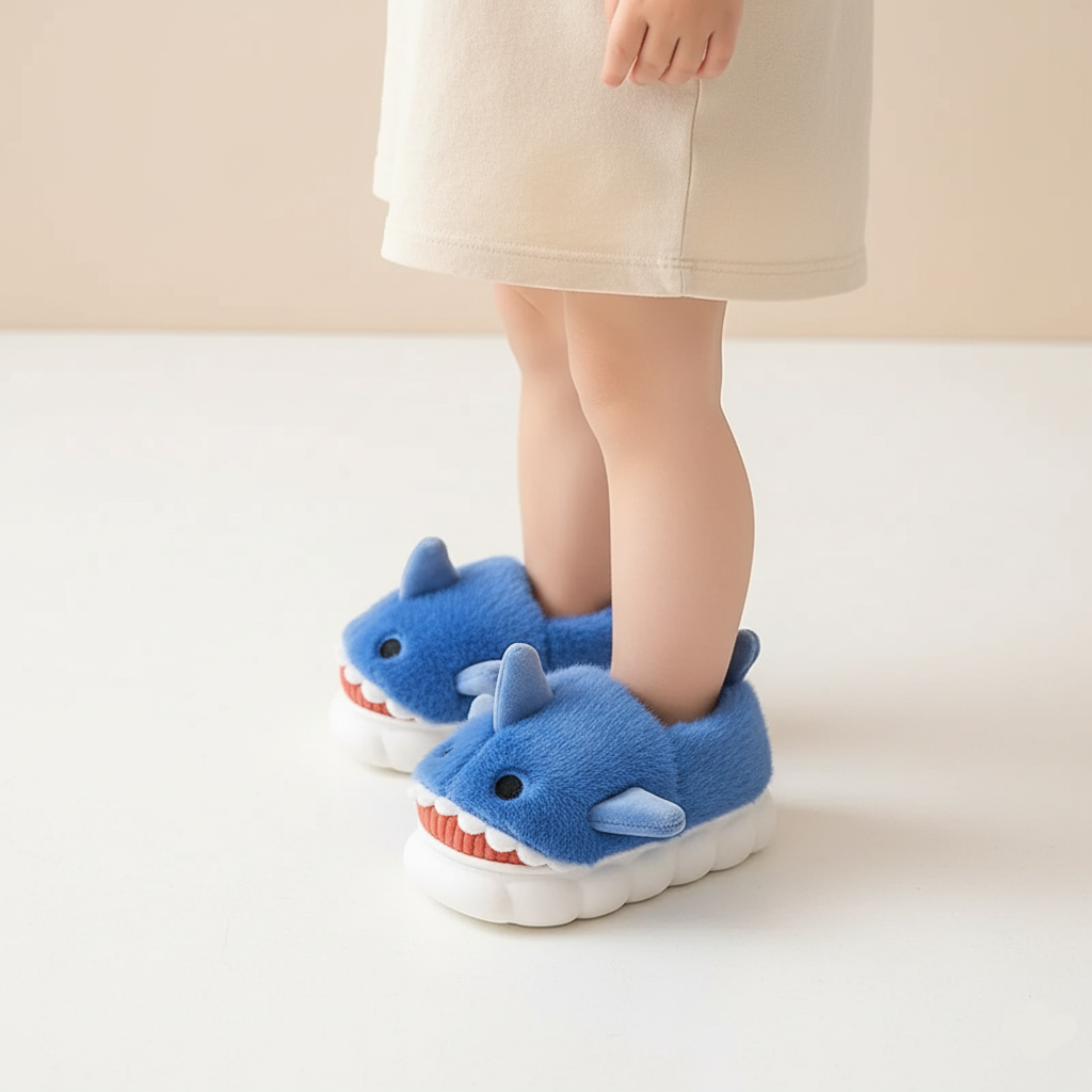 Carolin Plush Shark Slippers Warm and Non-Slip Ages 3-14