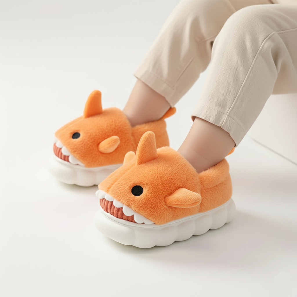 Carolin Plush Shark Slippers Warm and Non-Slip Ages 3-14