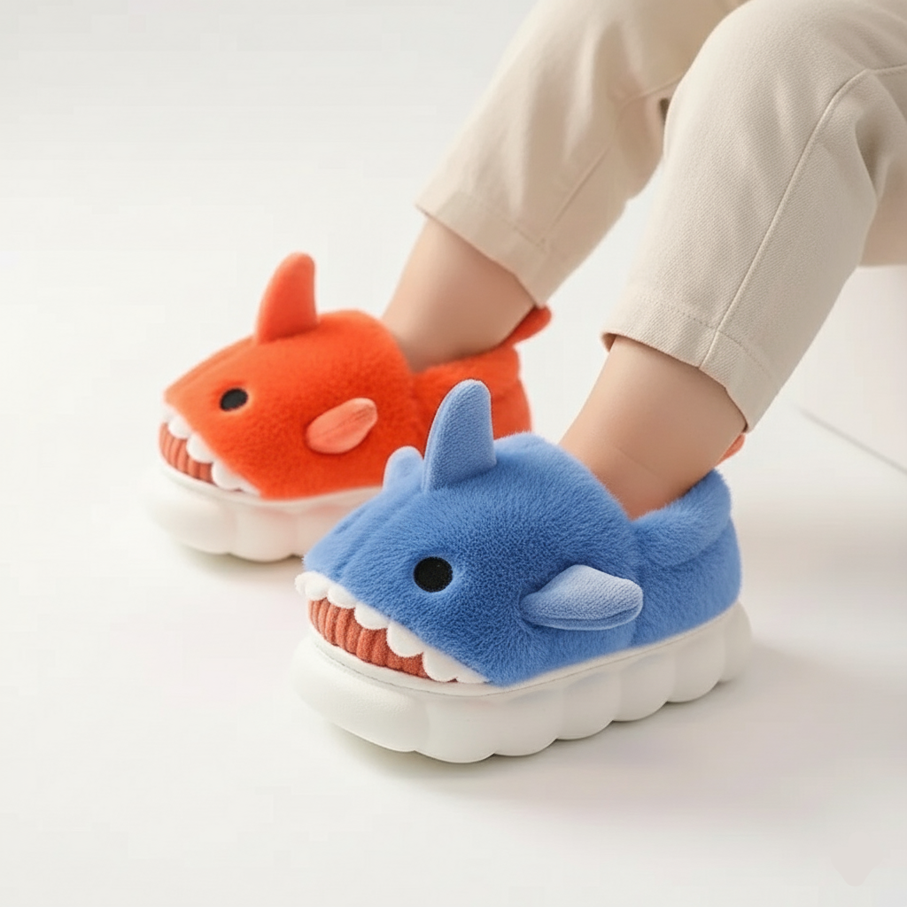 Carolin Plush Shark Slippers Warm and Non-Slip Ages 3-14