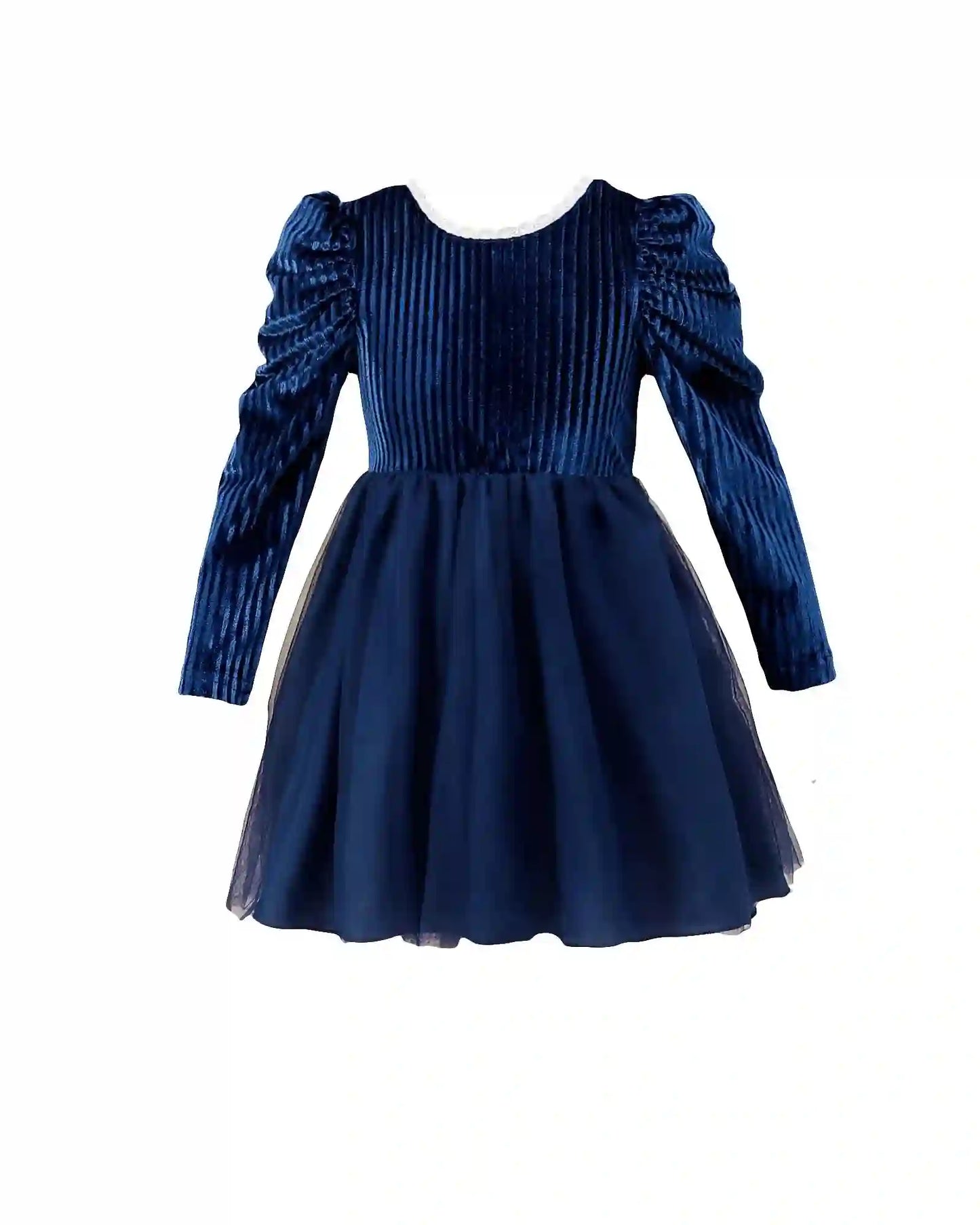 Toddler Girl Velvet Princess Dress - Blue Tutu Backless