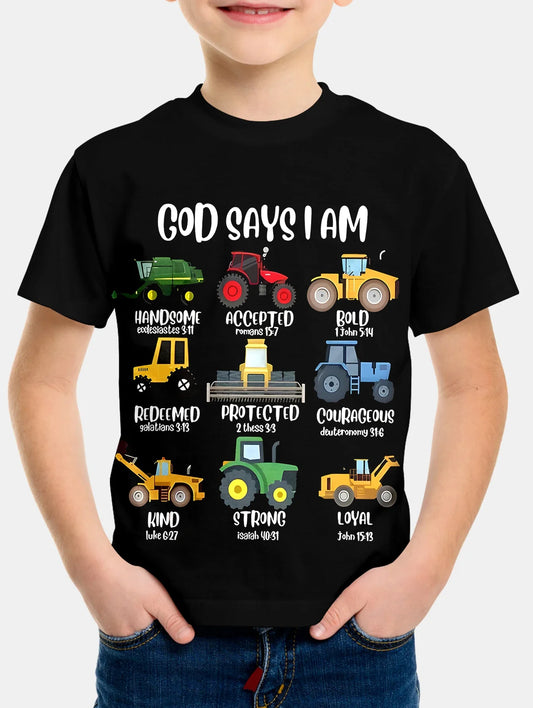 Bejamin Cartoon Vehicles Excavators Tops Tees