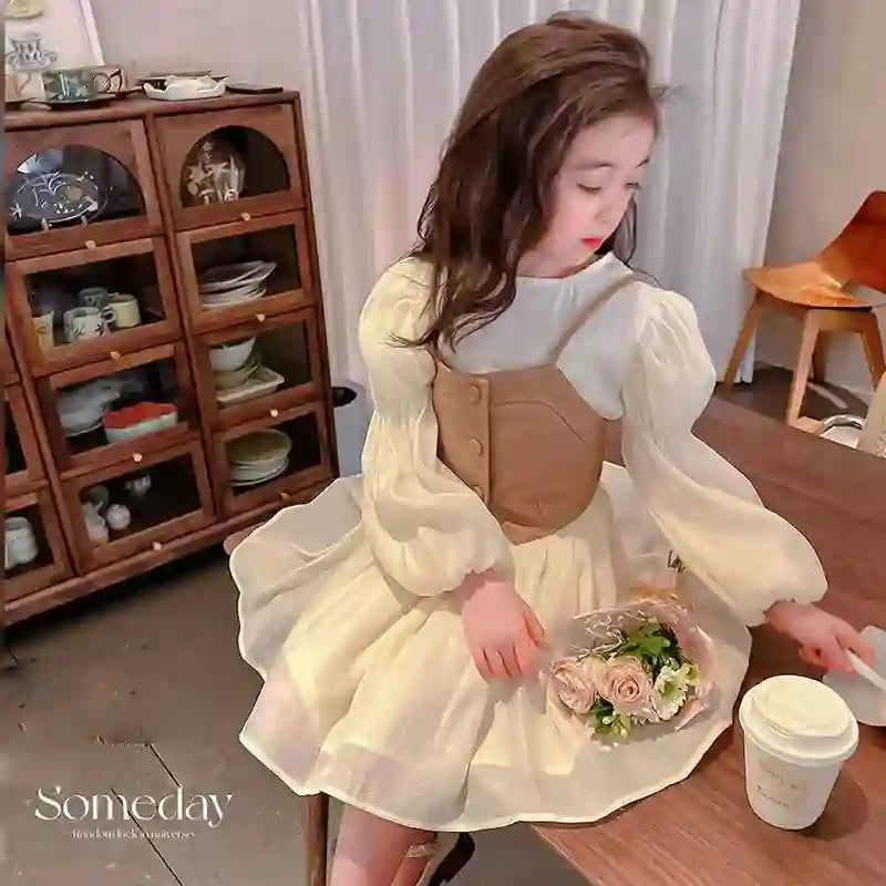Rhea Girls Autumn Dresses - Vest and Long Sleeve Set