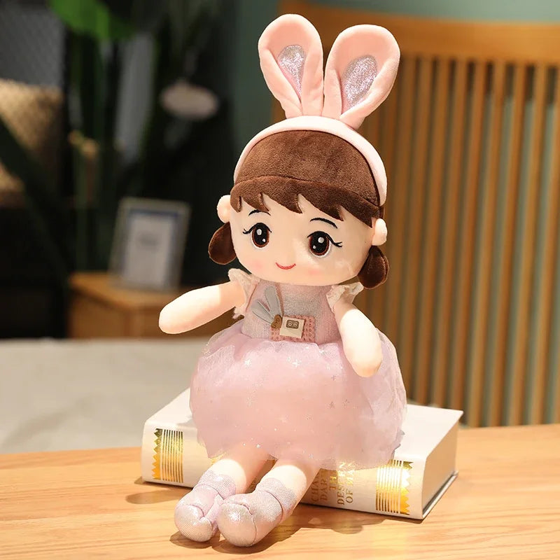 45cm Kawaii Plush Girl Dolls with Rabbit Ear Soft Stuffed Dolls Lovely Plush Toys Girl Toys Kids Birthday Valentine Gift