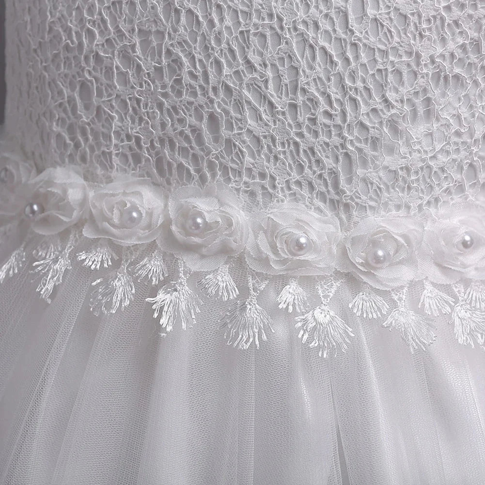 Baby Girl Clothes Wedding Dress for Baptismal Ceremony White Dress
