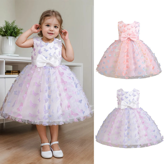 Tulle Pageant Dress for Girls - Butterfly Bow Knot Design