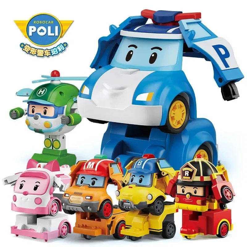6pcs/set Cartoon Robocars Polis Action Figures Transformation