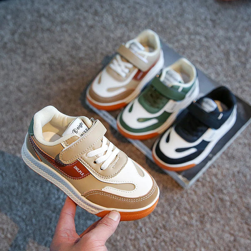 Spring Autumn New Children Sneakers Boys Girls Low Help Skate Leather Shoes