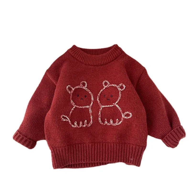 Ernesto Winter Cartoon Dogs Toddler Sweater