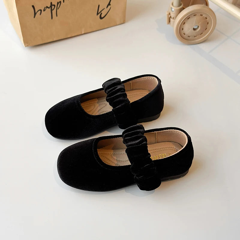 Spring Girl's Casual Shoes Round Toe Shallow Hook-loop Chic Kid's Flat Shoe Solid Colors Anti-slip Daily Comfy Children Shoe