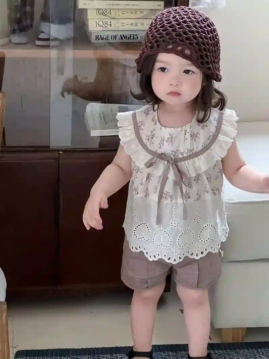 Jenny Floral Lace Toddler Hollow Tops