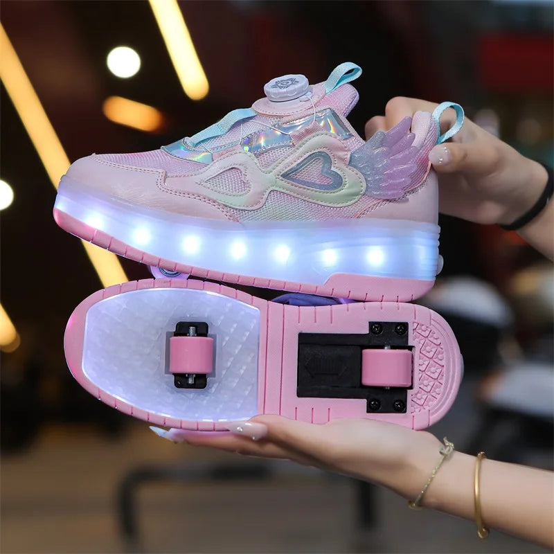 Walking shoes Girls shoes will shine skates New outdoor running pulley