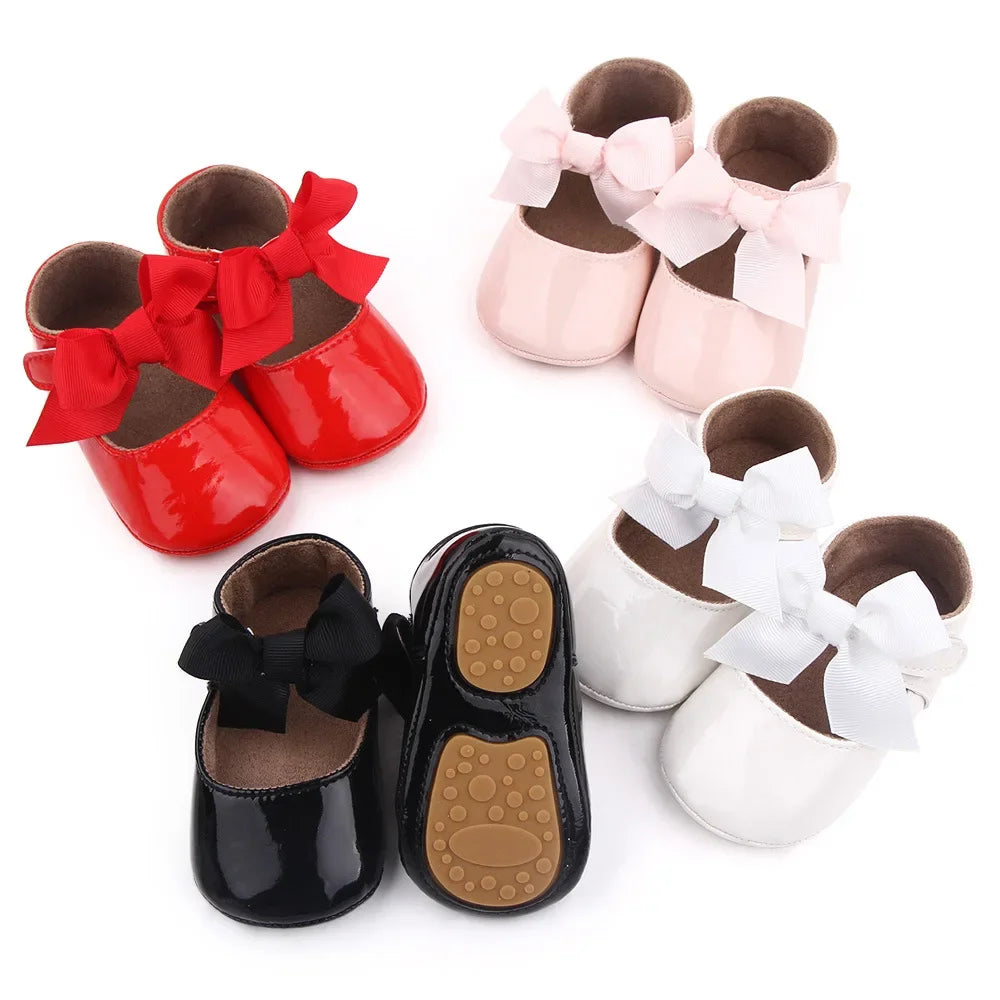 PU Princess Baby Girl Shoes for Newborn for Birth Big Bow Wedding first Walker PU Leather Toddler Girl Shoes 1 Year