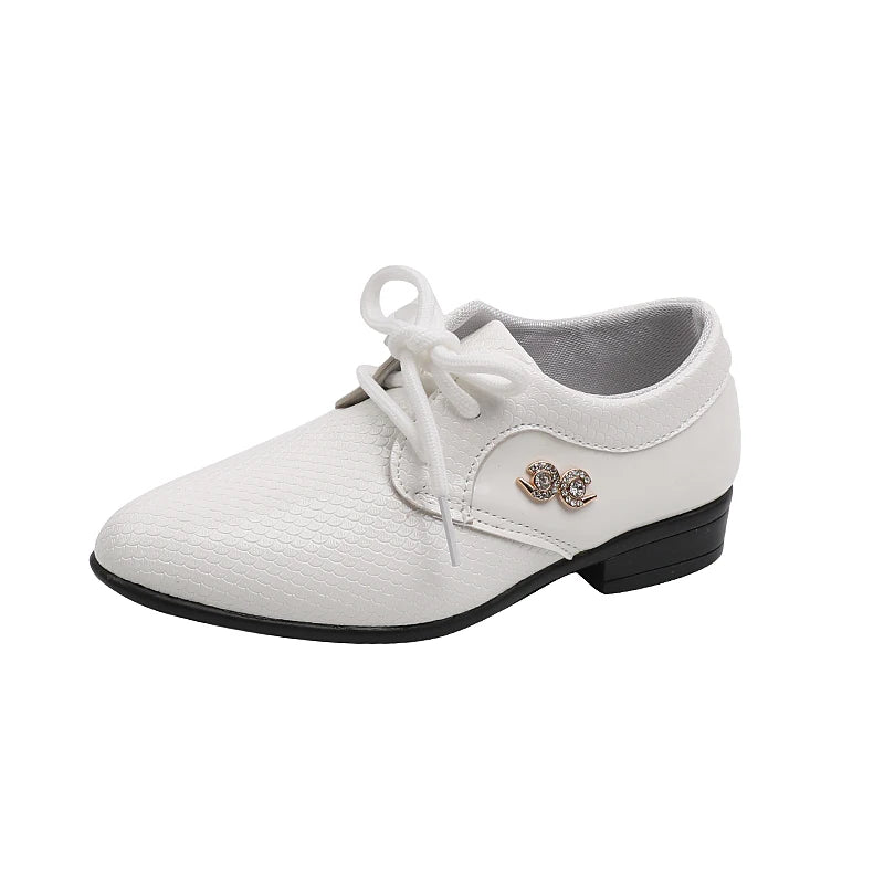 Boy Pointed Leather Shoes Children's British Black Shoes Students Leisure White Show Leather Shoes Boy' Shoes size 21-36