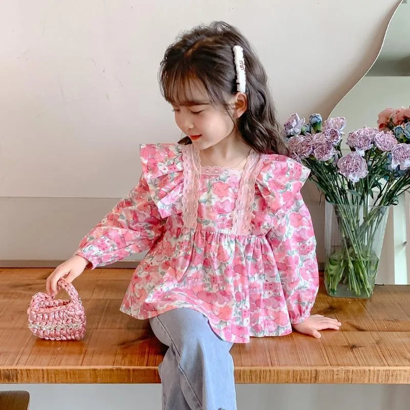 Marianely Floral Print Long Sleeve Shirt Top
