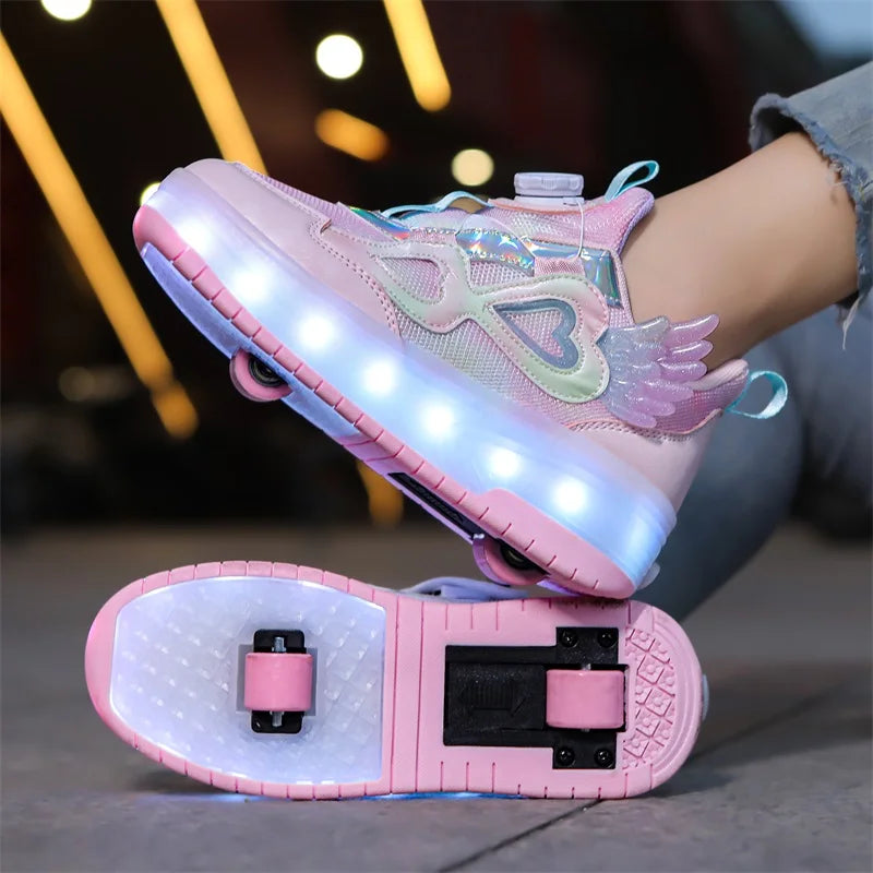 Walking shoes Girls shoes will shine skates New outdoor running pulley