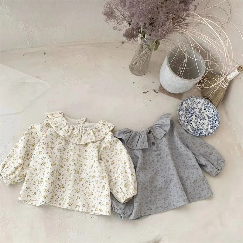 Gabriela Long Sleeve Floral Cotton Tops