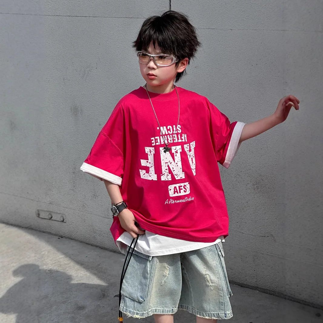 Charlie Short Sleeved Cotton Loose Tees - GuGuTon baby store - Baby Fashion - Toddlers Outfits - Babies Outfits - Toddler Clothes - Kids Clothing - Newborn Clothes - Newborn Wear - Kids Wear - Trending Clothes - Trending Outfits - Fall Fashion - Winter Fashion - Girls Clothes - Boys Clothes - Babies Wear - Kids Accessories - KidsWear - Summer Clothes - Summer Fashion - Summer Trend - Falls Sweaters - Tops - Bottom - Jeans - Blouse - Dresses - Newborn Dresses - Toys