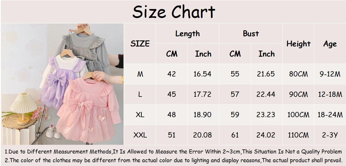 Lia Baby Girl Dress Spring/Fall Bow-Tie Tulle Long-Sleeve Dress