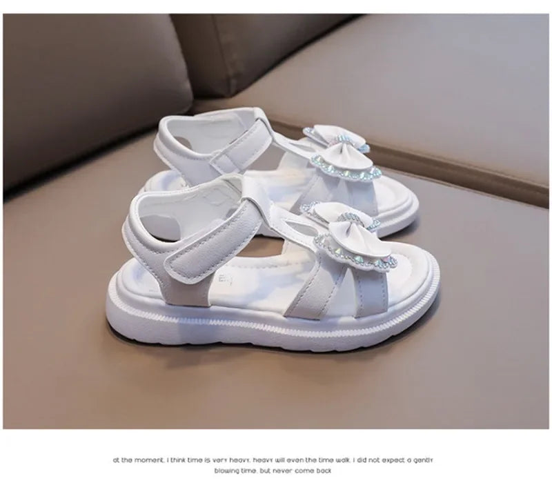 Girls Sandals Kids Soft Soles Casual Princess Shoes New Water Diamond Beach Shoes Bow Shaped Girl Sandals