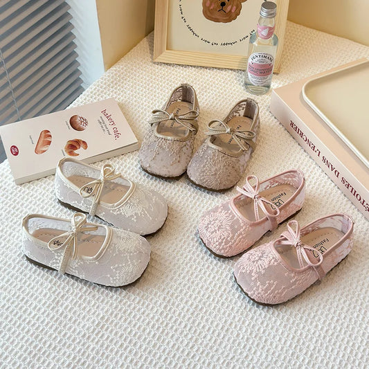2026 Summer Kids Shoes Girls Sandals Lace Floral Princess Shoes