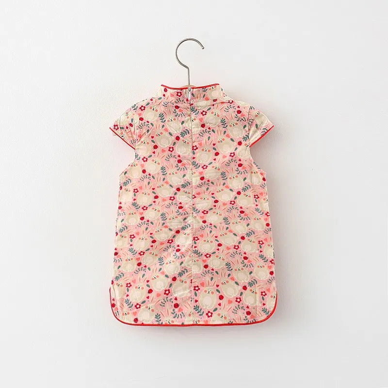 Baby Girl Qipao Dress for Summer Cotton Wear