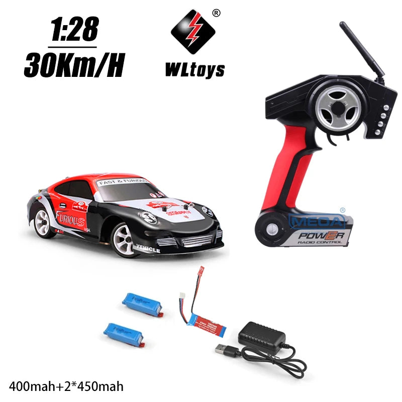 Wltoys 284010 30Km/H Mosquito RC Car 2.4GHz Off-Road RTR Rally Drift Car 4WD 1/28 V2/LCD/V8 Remote Control High Speed Racing