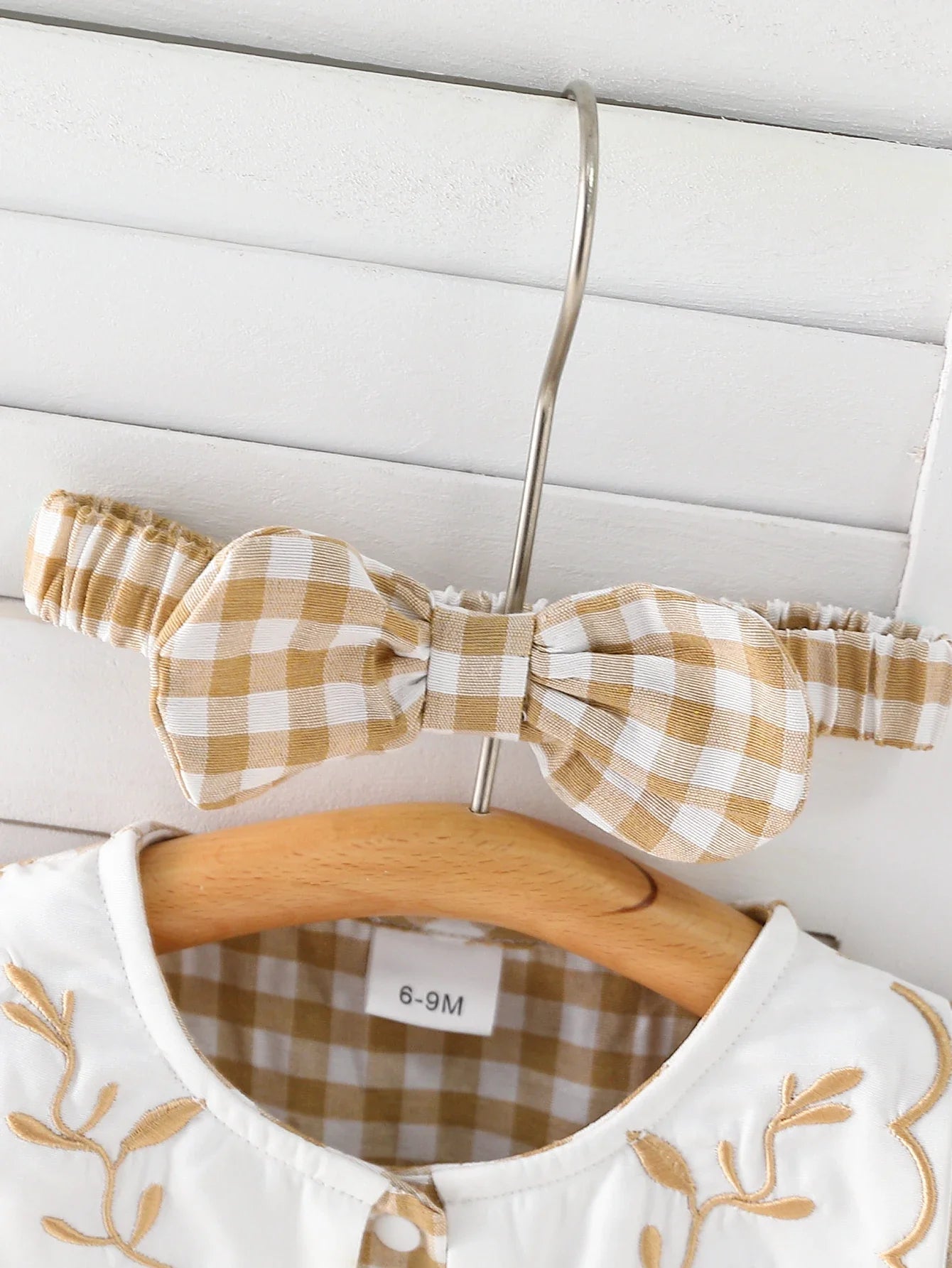 Yannet Checkered  Embroidered Collar Romper