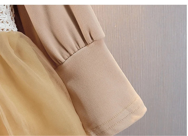 Elegant Baby Girl's Dress Spring Autumn Long Sleeved Princess Style Birthday Party Clothes Sweet Big Bow Lace Children's Dress