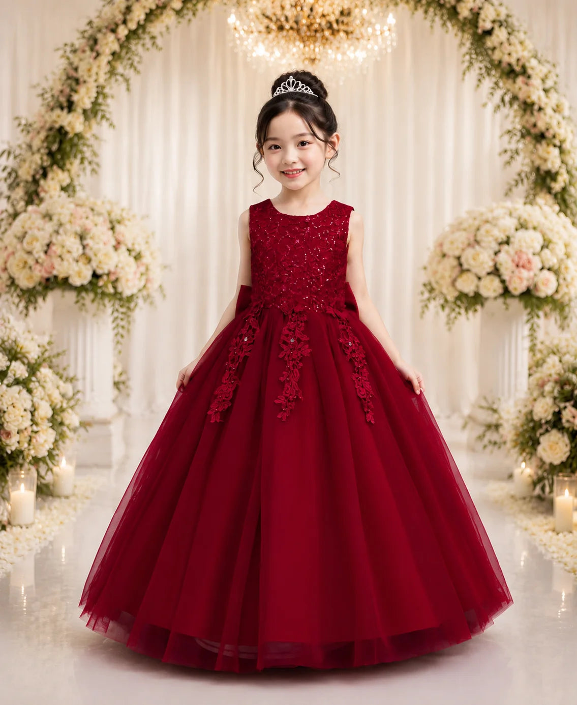 4-12 Years Old Flower Girl Dress Elegant Girl Birthday Party Dress Tulle Embroidered Girl Prom Evening Dress