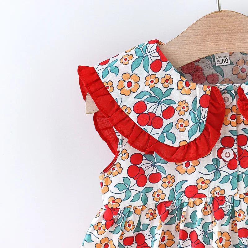 Skye Toddler Girls Floral Dress - Summer Navy Collar Style