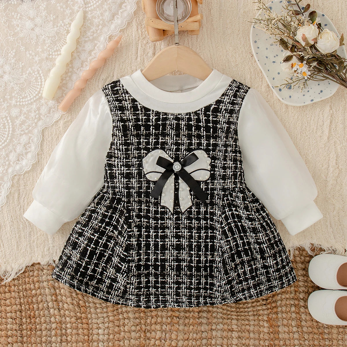 Zara Baby Girl Plaid Dress for Autumn and Winter Parties