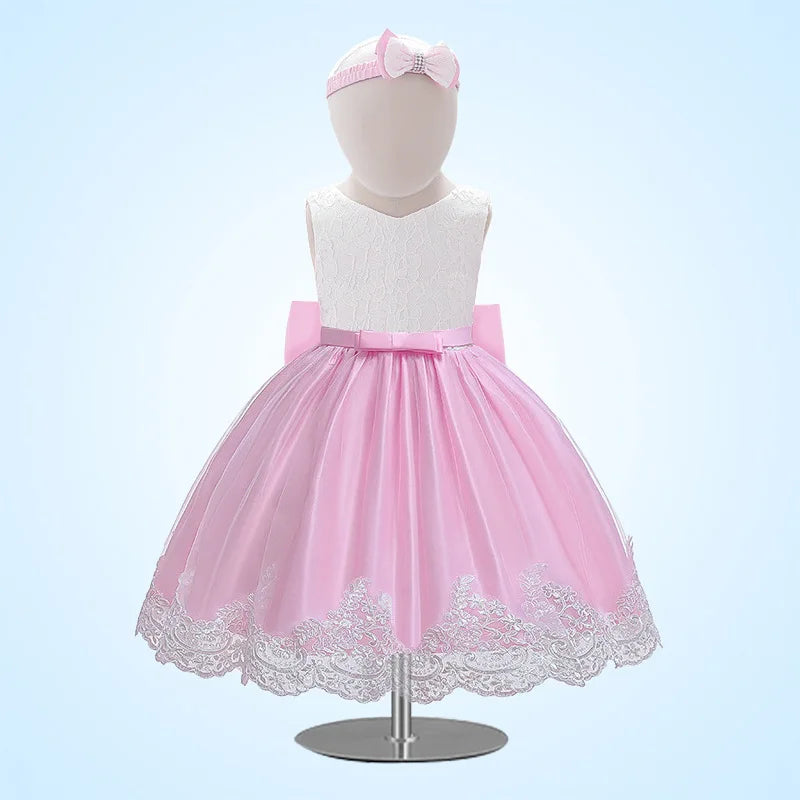 Baby Girl Dress, Little Princess Lace Color-block Baby First Year Old Summer Baby Dress