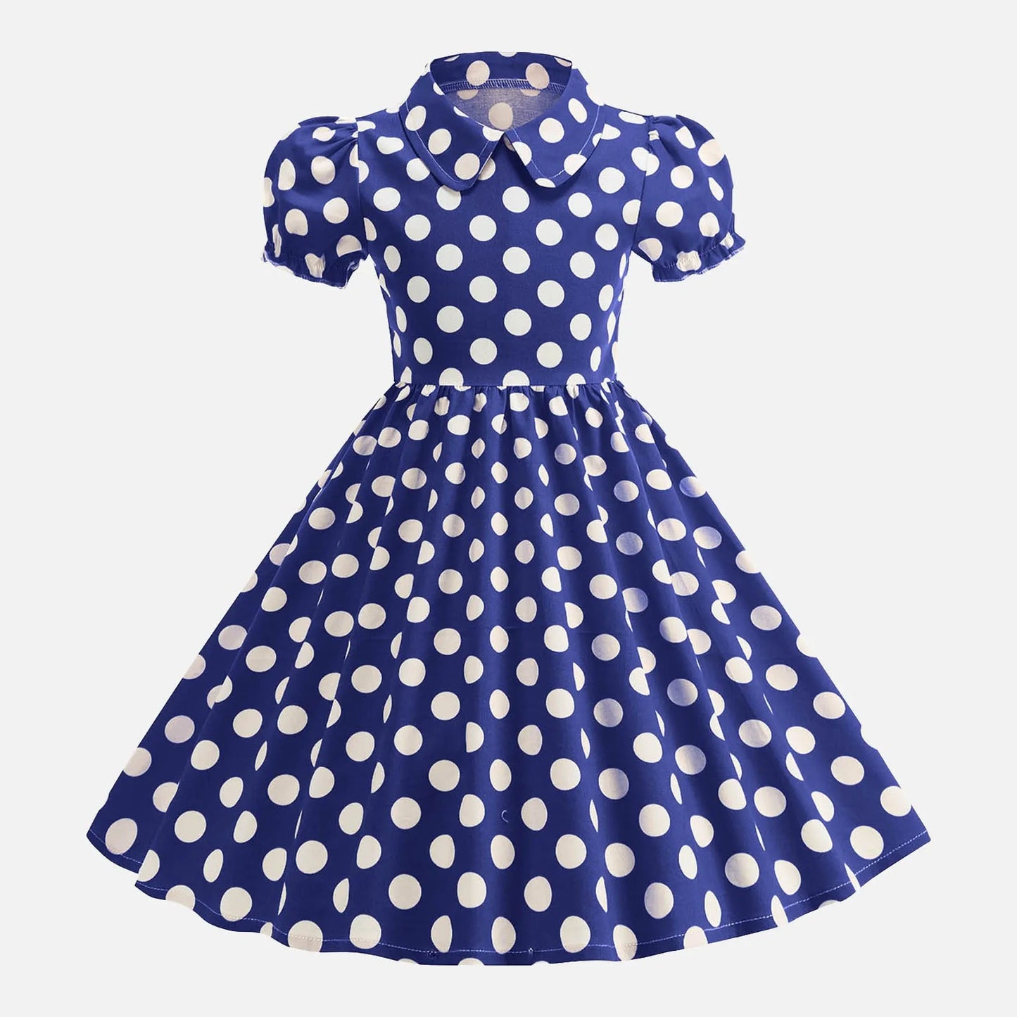 Girls' Dress French Short Sleeve Polka Dot Dress Holiday Children'S Summer Dress