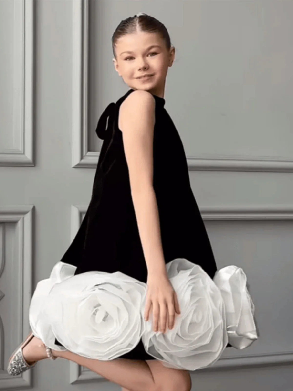 Fashion Baby Girl Princess 3D Flower Dress Infant Toddler Child Silk Vestido Wedding Party Dress