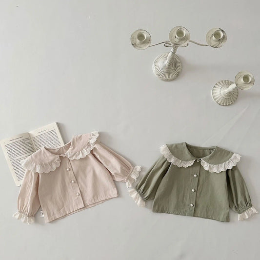 Ernestina Lapel Long Sleeves Infant Cotton Top
