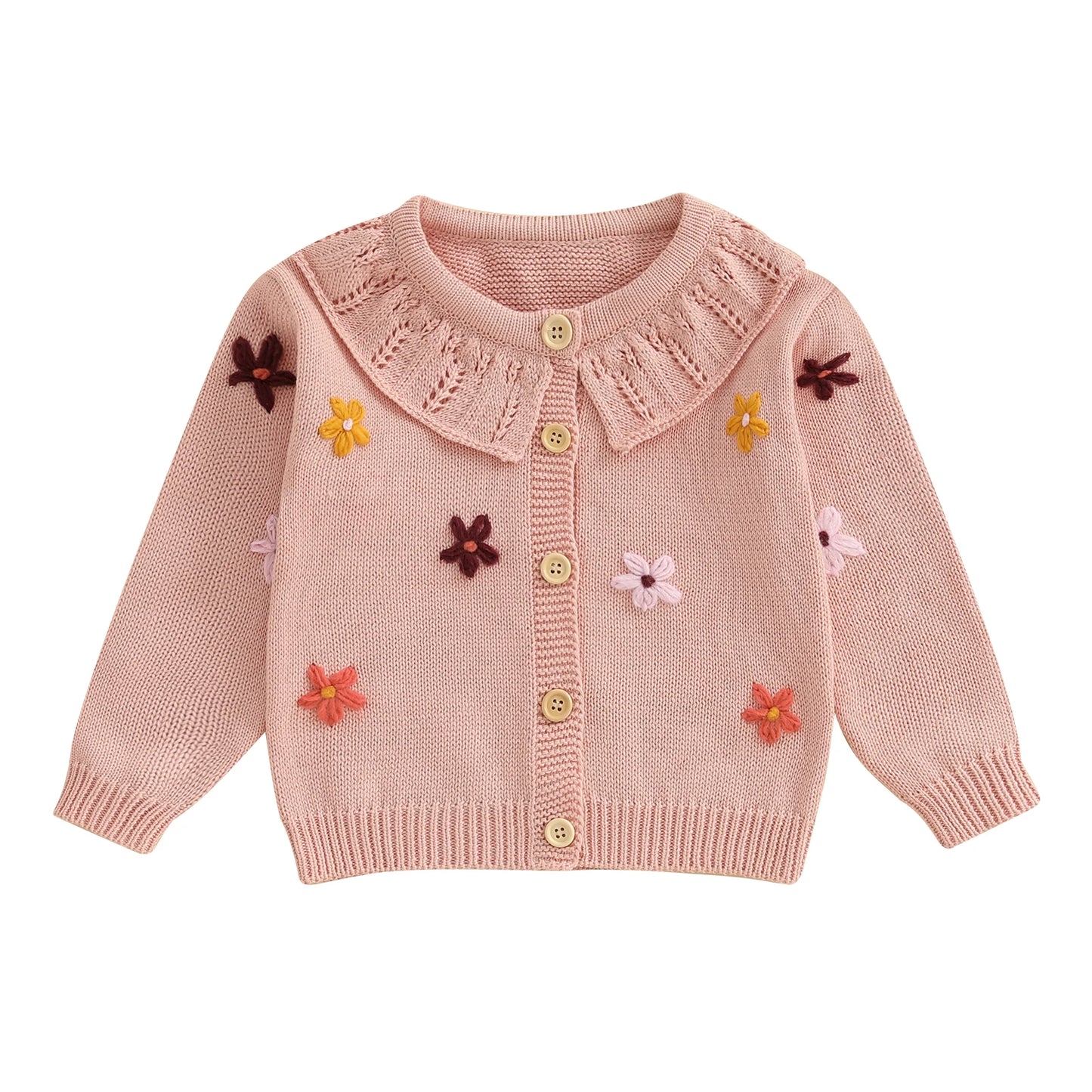 Victoria Flower Button Down Long Sleeve Sweater