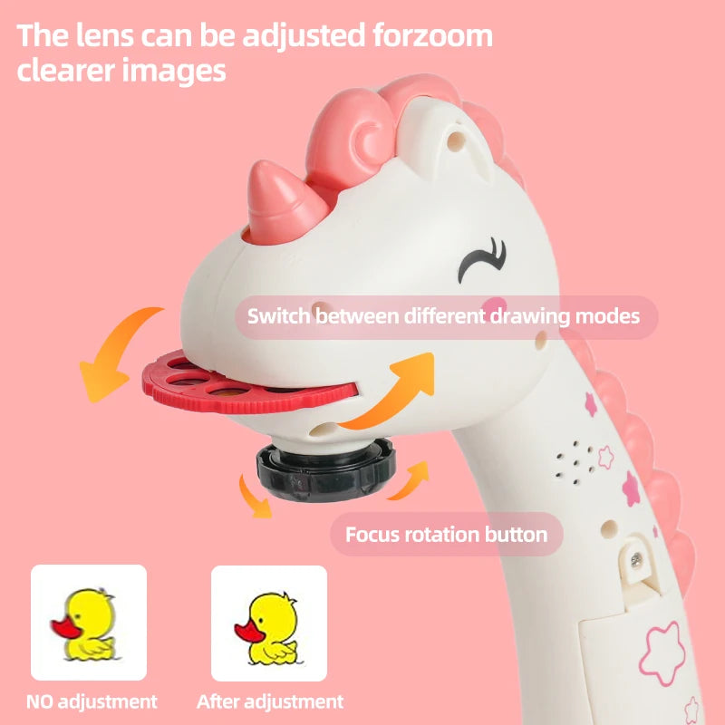 Drawing Projector for Kids, Mini Multi-Functional Writing Board Learning Drawing Educational Toys, Ideal Toy for 3+ Girls & Boys
