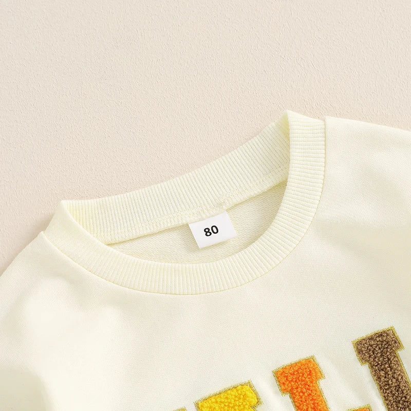 Girls Fall Babe Long Sleeve Embroidery Letters Fall Crewneck Top