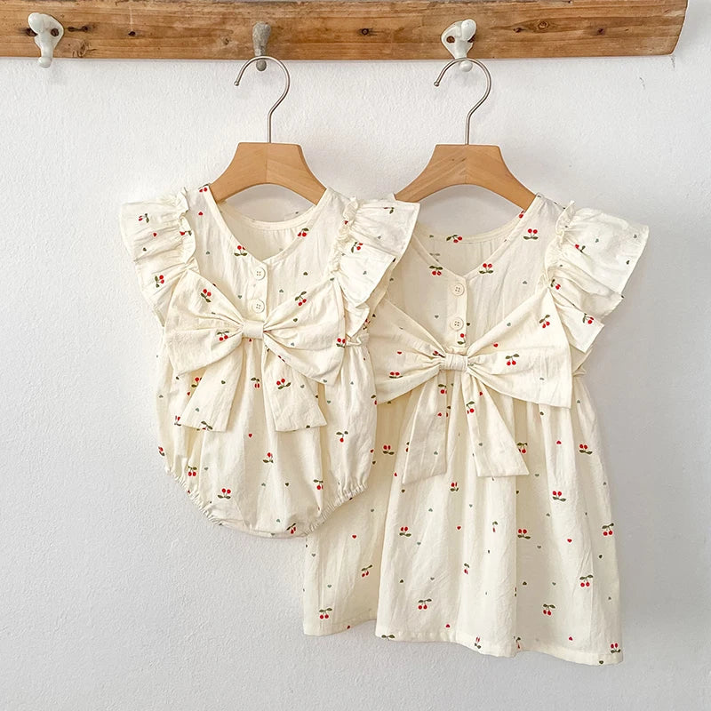 Sister Cherry Print Outfit