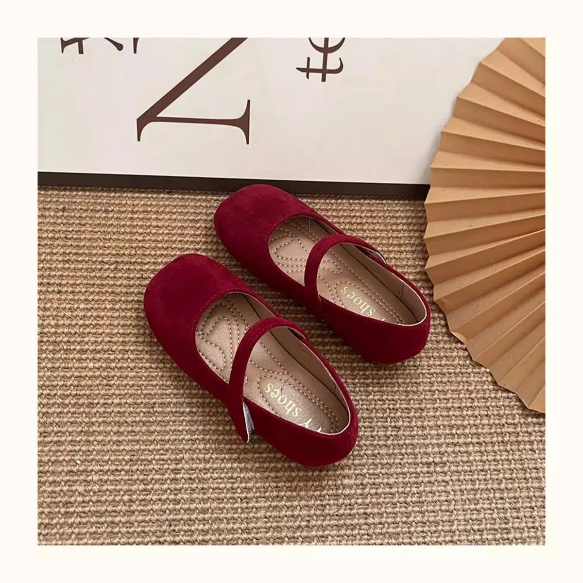 Spring Suede Mary Jane Shoes for Girls Vintage French Style Children Flat Shoe Easy Wear Adjustable Strap Children Shoes 23-35