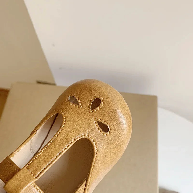 Best Girl Leather Shoe Summer Retro Hollow Kid Shoe Comfortable Allmatch Girl Shoe Fashion Princess Shoe Soft Sole Zapatos Niña